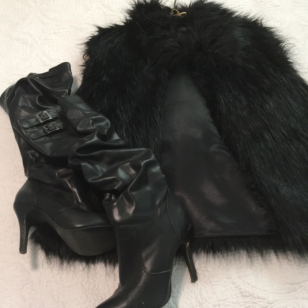 Black fur vest